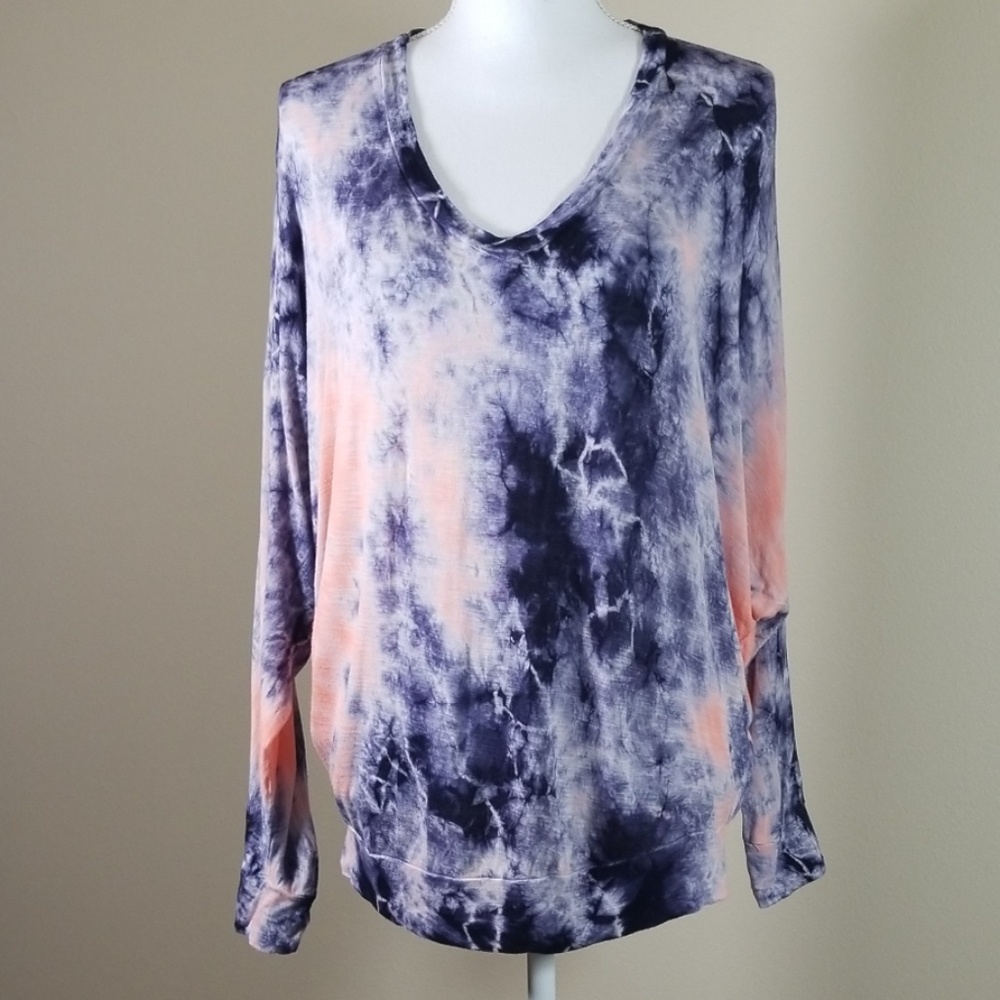 Young Fabulous & Broke tie dye top blue & peach